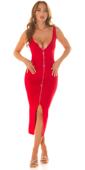 Soo Sexy! Knitdress with glittering zip Red